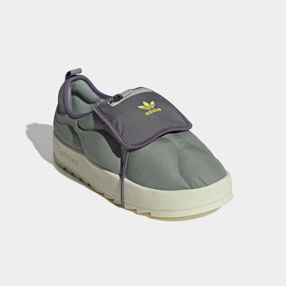 Мужские утеплённые тапочки Puppilet серебристо-зелёные от Adidas