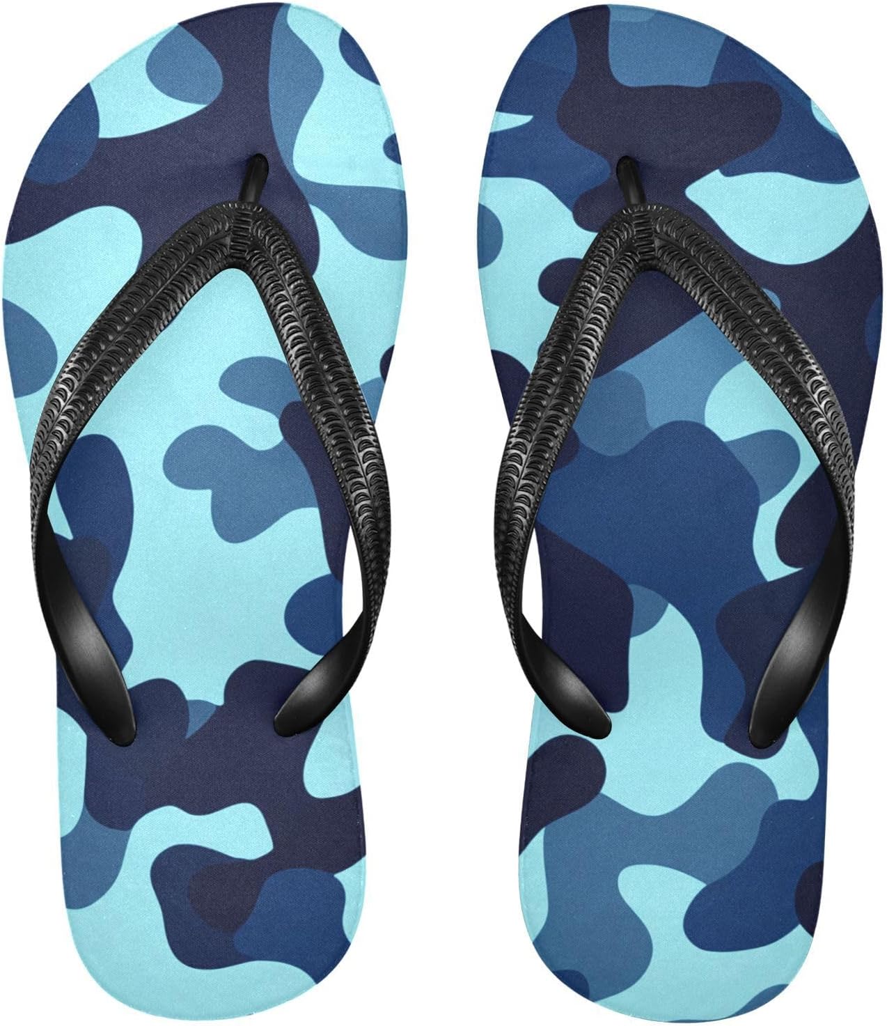

Камуфляжные синие и бирюзовые шлепанцы-вьетнамки для пляжа и душа, резиновые нескользящие летние тапочки для мужчин и женщин Sinestour