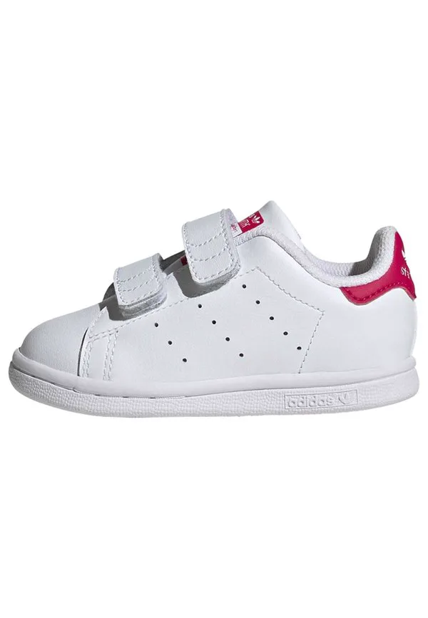 Детские туфли stan smith с удобной застежкой Adidas Originals, Ftwr White/Ftwr White/Bold Pink