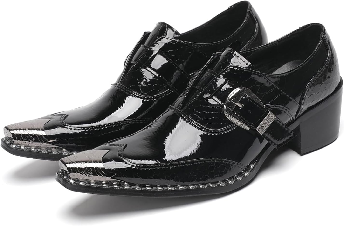 

Мужские оксфорды Dacnakby из лакированной кожи, классические слипоны с пряжкой, черные, блестящие, с металлическим квадратным носком, для свадьбы, повседневной носки, вечеринки, диско и деловых мероприятий