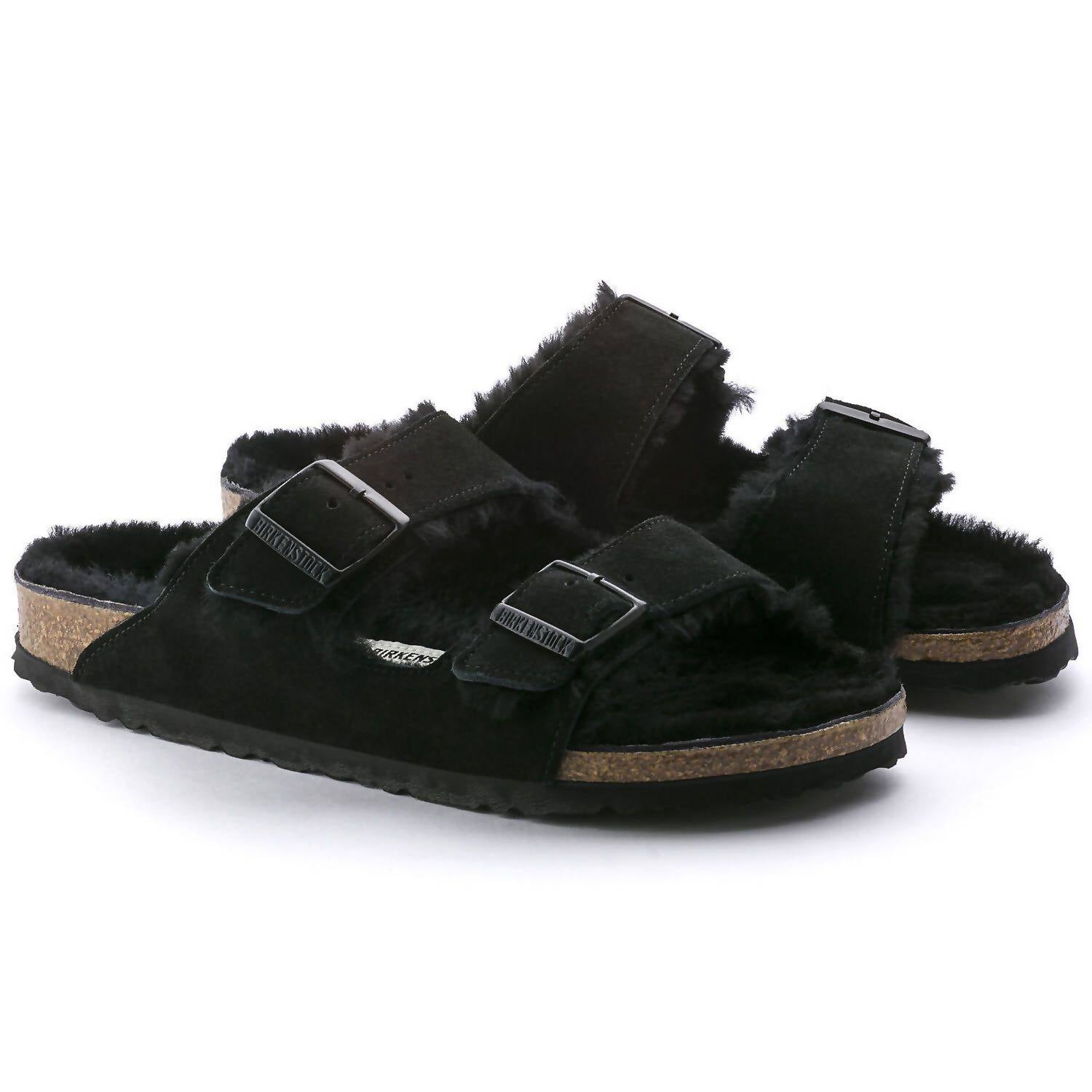 Унисекс аризона меховые сандалии на овчине черные Birkenstock — фото 4