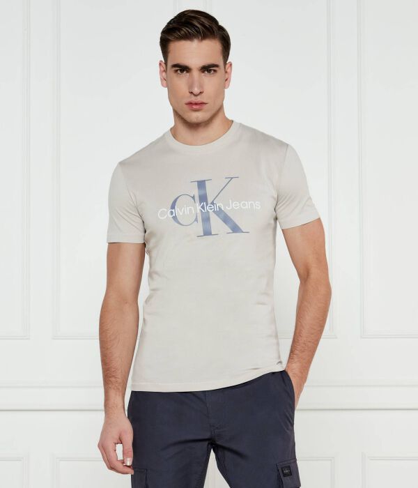 

Футболка мужская Calvin Klein Jeans облегающего кроя с логотипом бренда, бежевый