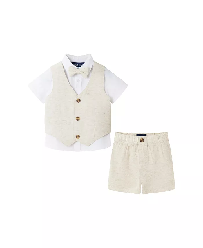

Комплект для мальчиков с коротким рукавом, жилетом и бабочкой Andy & Evan, коричневый/бежевый