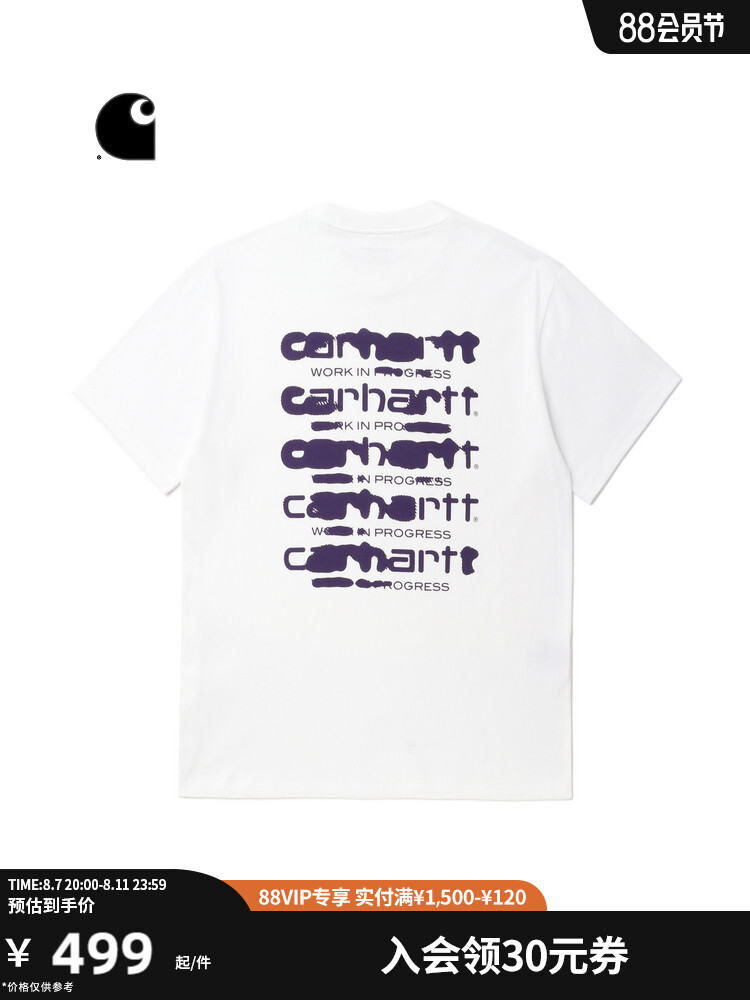 

Футболка мужская Carhartt WIP с принтом чернильных букв, хаки