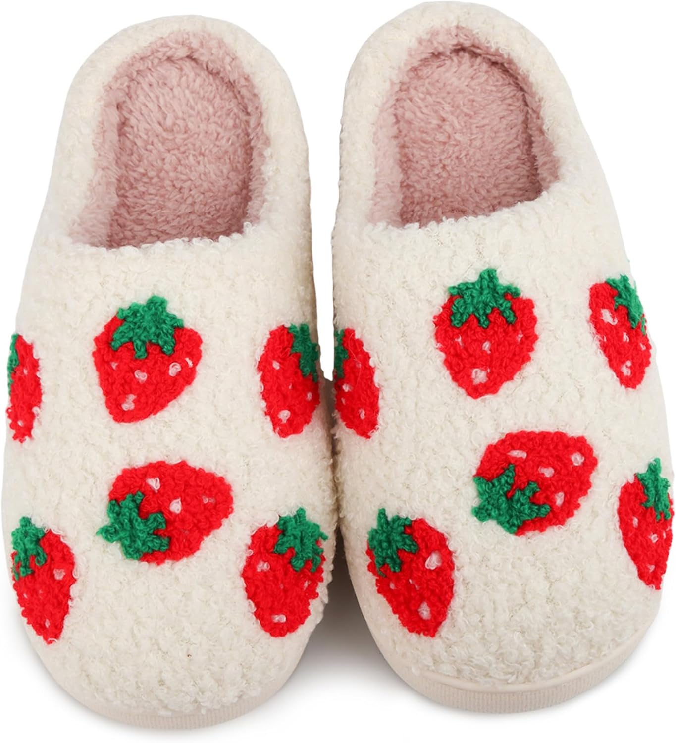 

Тапочки для женщин и мужчин, милые домашние тапочки с плюшевой флисовой подкладкой, теплые домашние обувь на мягкой подошве Cwodor, Fruit Strawberry