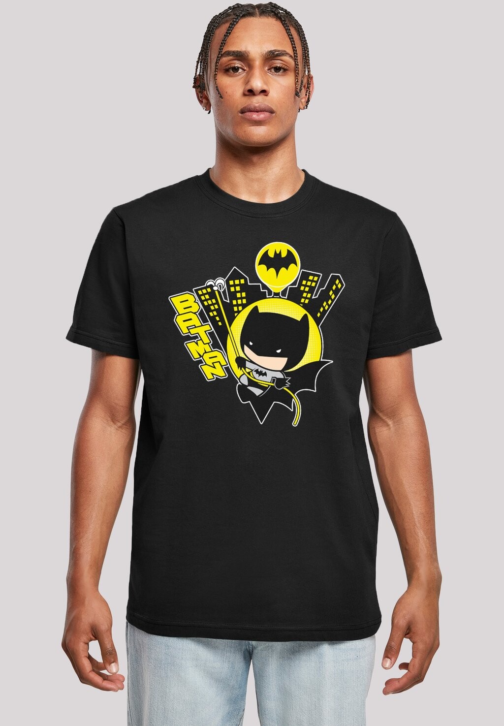 

Футболка с принтом CHIBI BATMAN SWINGING ROUND NECK F4NT4STIC, цвет black