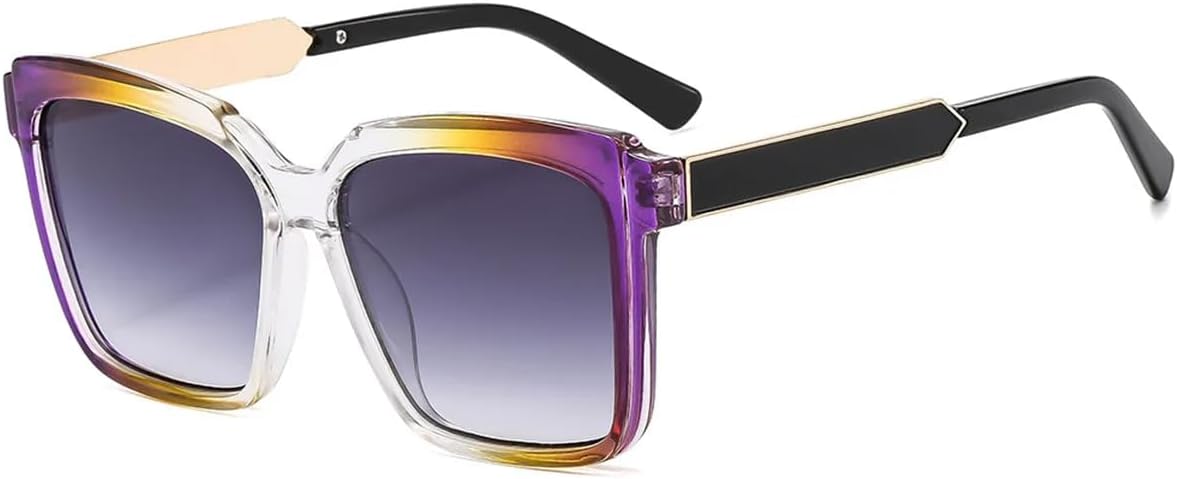 

Модные квадратные солнцезащитные очки в большой оправе для женщин и мужчин, элегантный набор очков для танцев, вечеринок и отдыха, защита от УФ-излучения UV400 UATXTAU, Purple