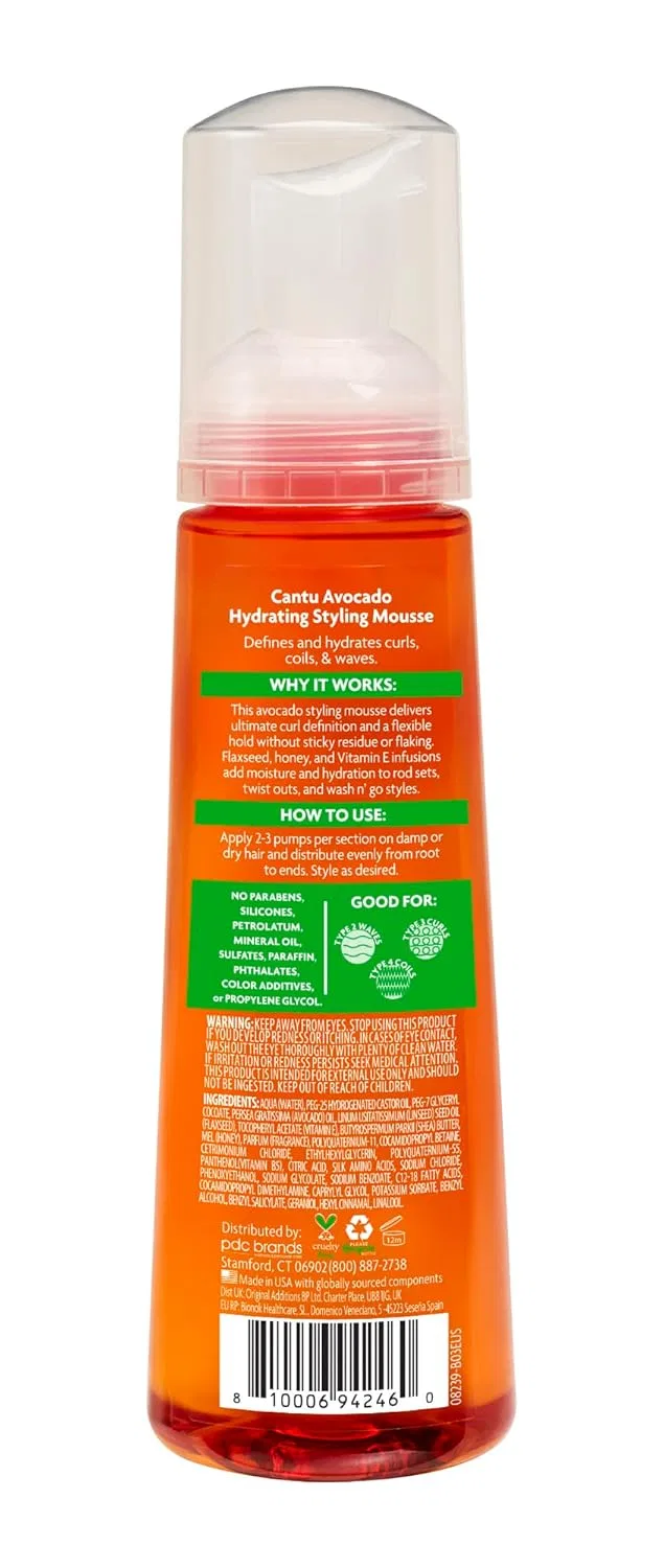 Увлажняющая пенка для укладки волос «Avocado Hydrating Styling Foam» от Cantu Cantu — фото 3
