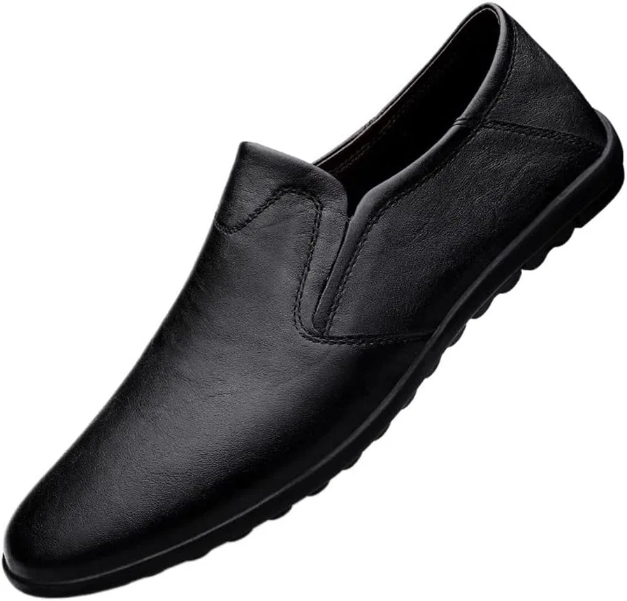 Лоферы кожаные Mens Loafers Moccasins Shoes, черный SayfuR