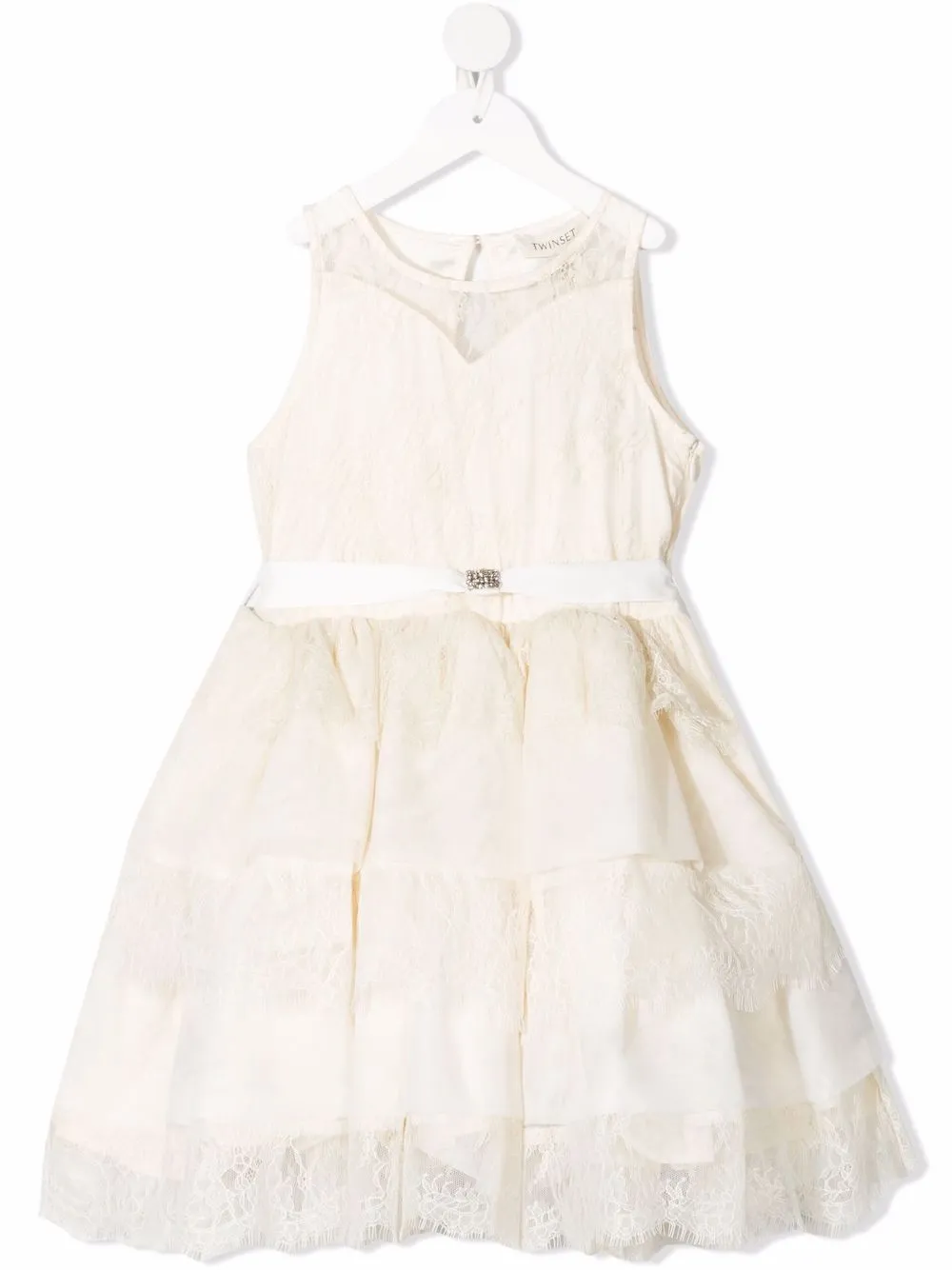 

Многослойное платье с узором TWINSET Kids, белый