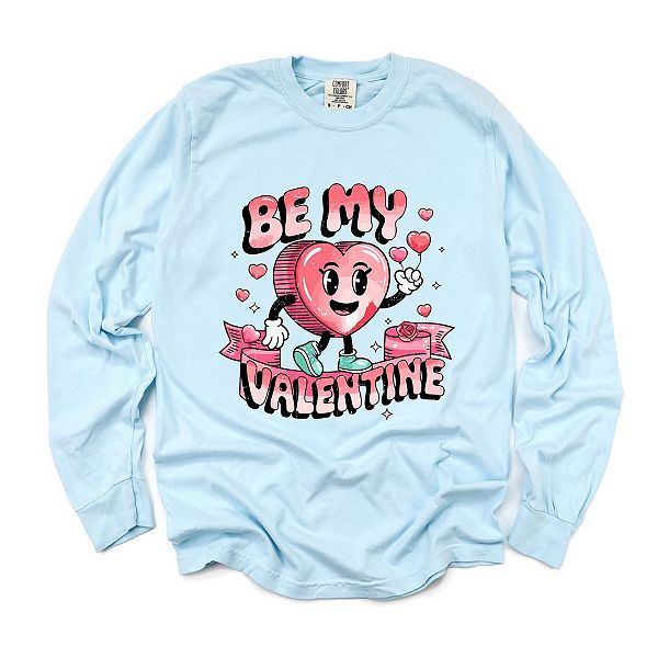 

Be my valentine футболка с длинным рукавом, окрашенная в стиле cartoon garment Simply Sage Market, Chambray