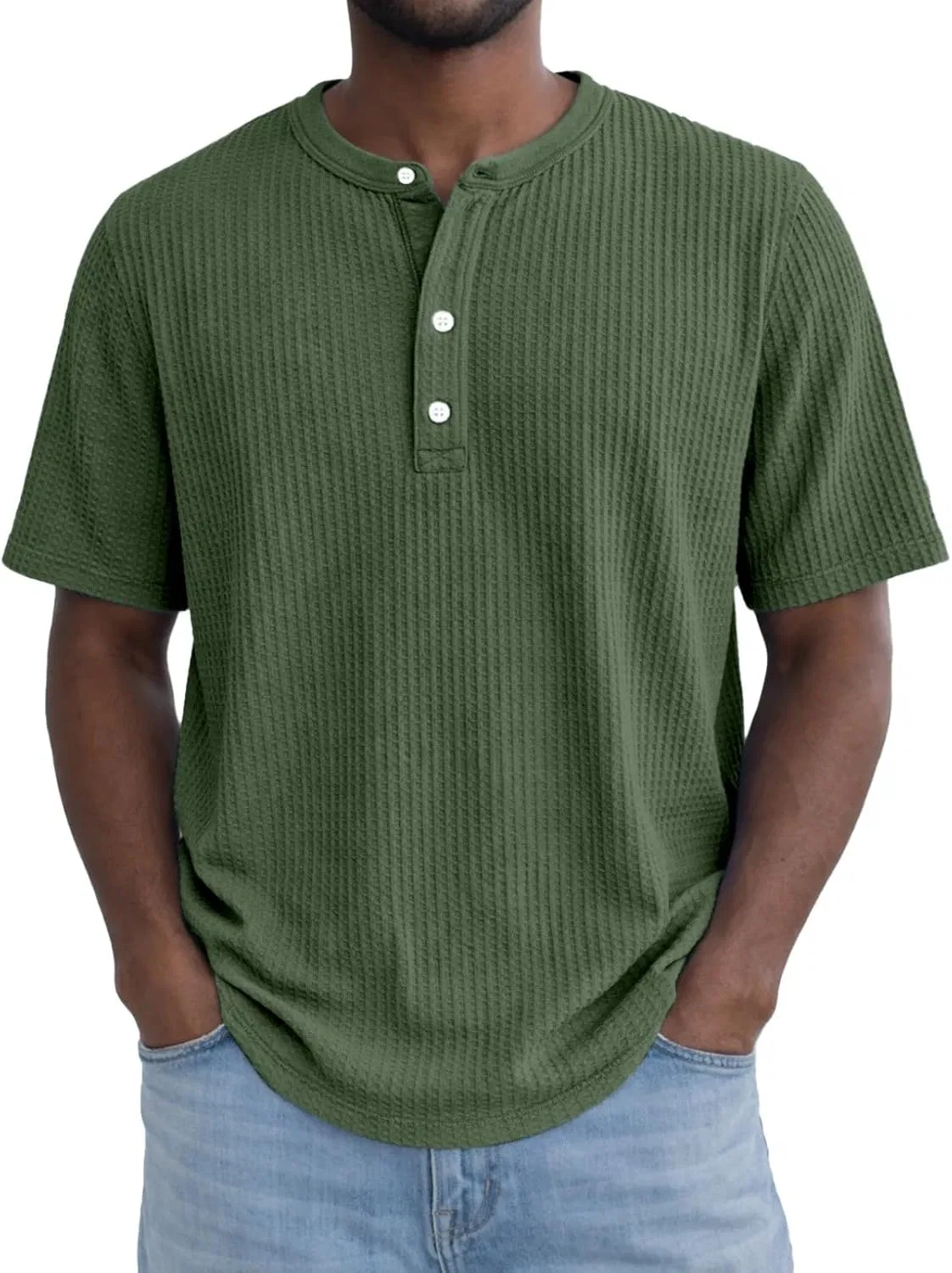 Мужская футболка-поло с вафельным плетением, короткий рукав, Dark Green