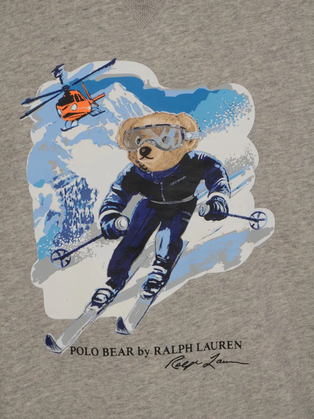 Свитер с принтом и круглым вырезом Polo Ralph Lauren, серый — фото 3