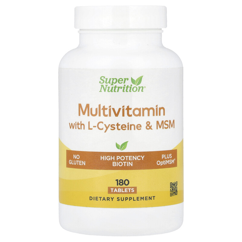 

Super Nutrition, мультивитамины с L-цистеином и МСМ, 180 таблеток