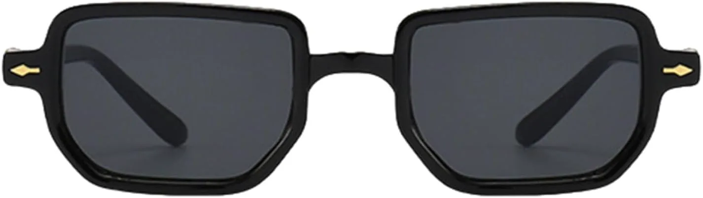 

Популярные модные прямоугольные солнцезащитные очки для женщин с защитой от УФ-излучения UV400, ретро-градиентные, для мужчин, с заклепками generic, Black Dark Green