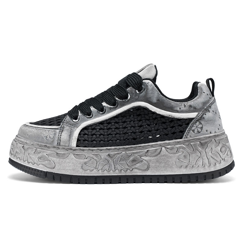 

Wooden Rabbit Амортизирующие, износостойкие, дышащие, увеличивающие рост мужские лоу-топ скейтборд кроссовки черные, цвет Black