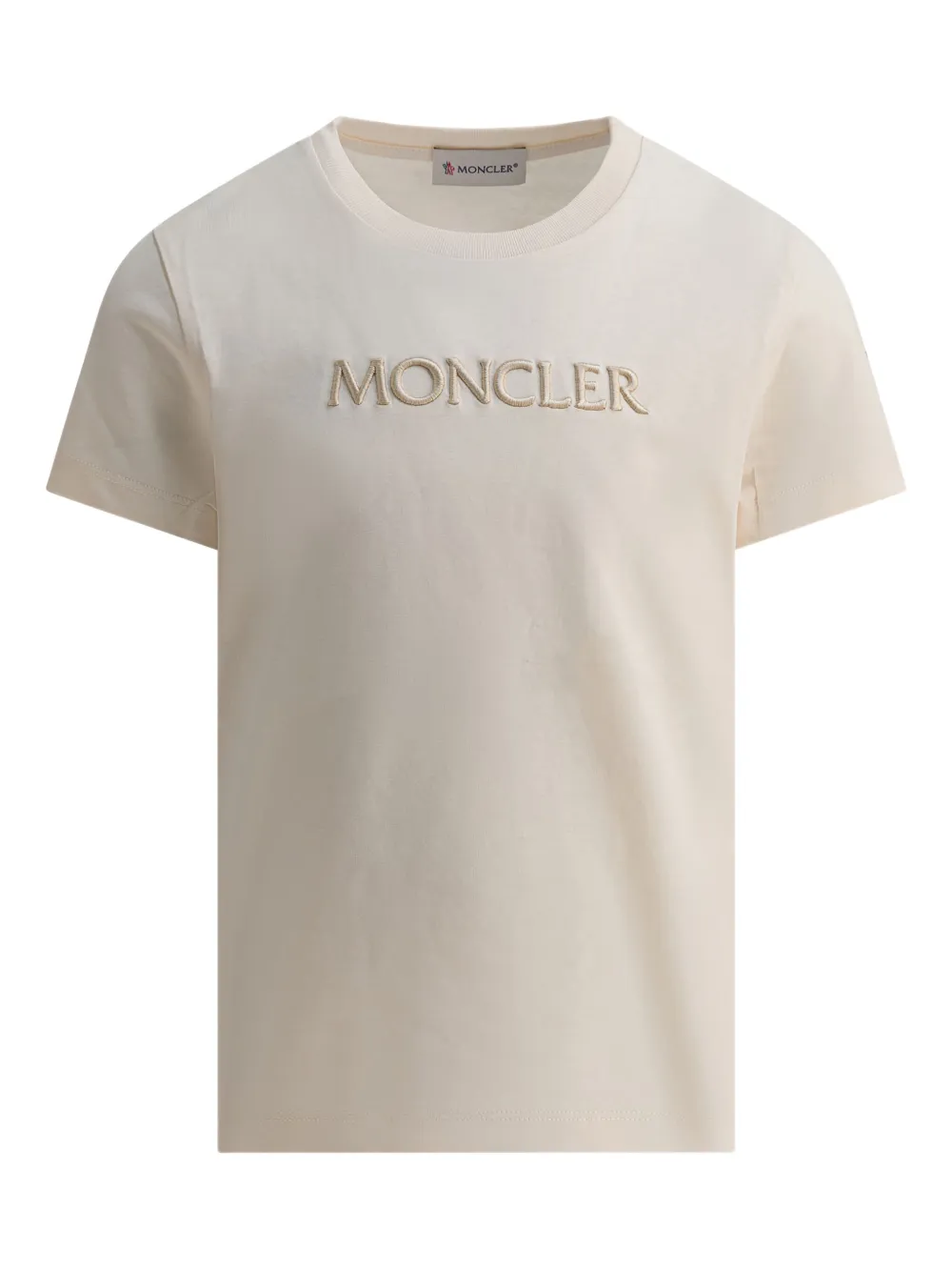 

Хлопковая футболка с вышитым логотипом Moncler Enfant, нейтральный