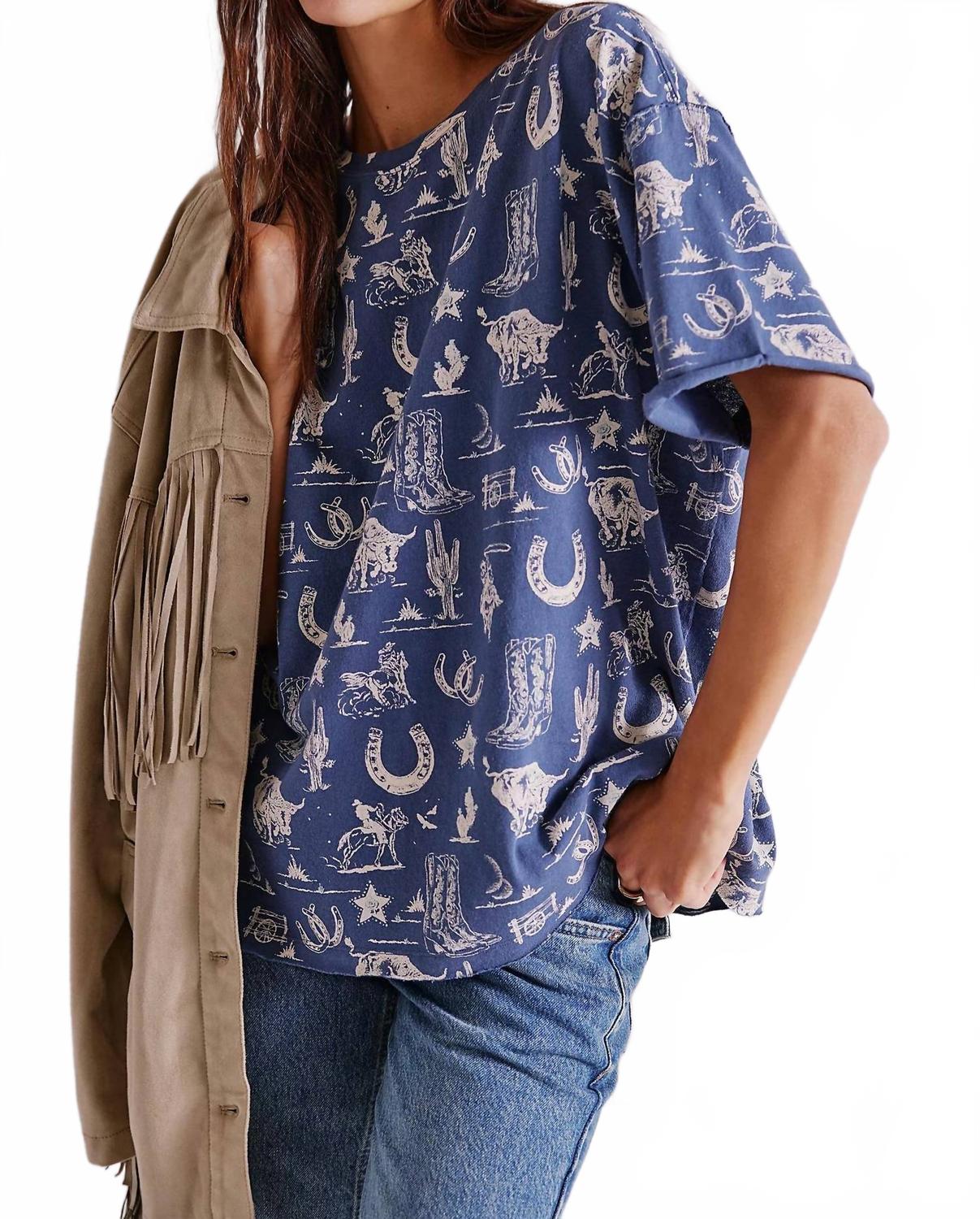 

Футболка с цветочным принтом в темно-синем цвете Free People, Navy Combo