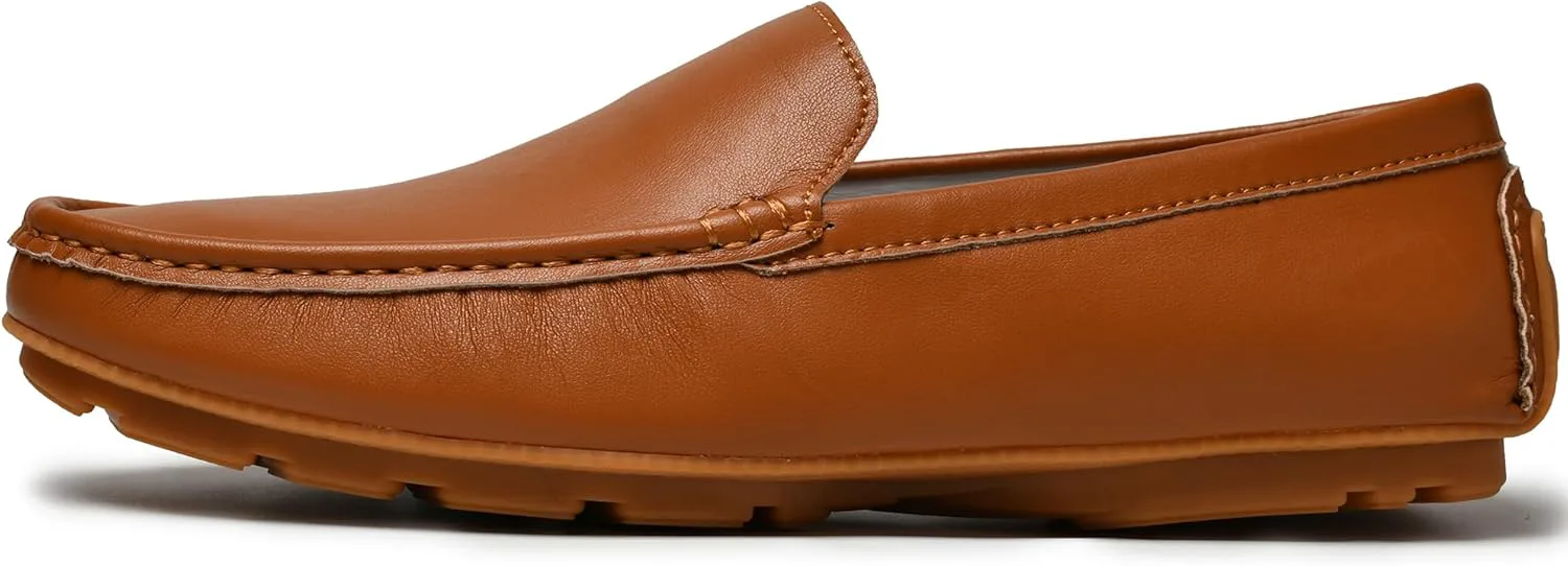 Мужские туфли JIONS Penny Loafers из кожи, мокасины для вождения, слипоны, формальные ботинки, светло-коричневый — фото 3