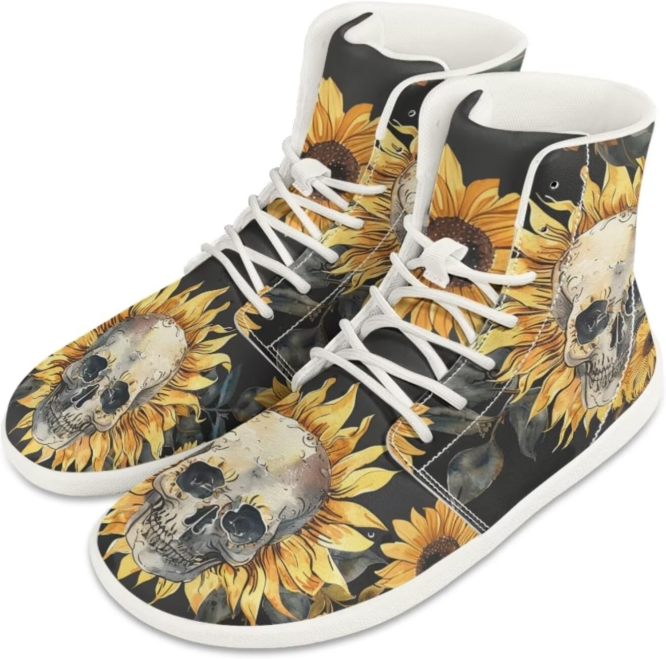 

Мужские минималистичные кроссовки Jeiento, обувь-босоножки с черепом, ботинки с широкой носочной частью, кроссовки для бега, легкие спортивные кроссовки, рабочая обувь для плоской стопы, Skull and Sunflowers