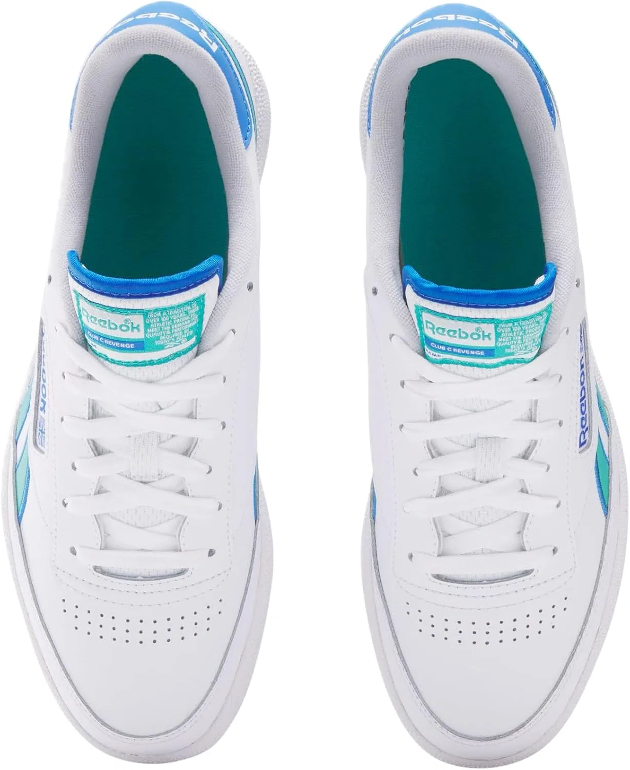Кроссовки теннисные Reebok Club C Revenge, White/Kinetic Blue/Unleashed Green — фото 3