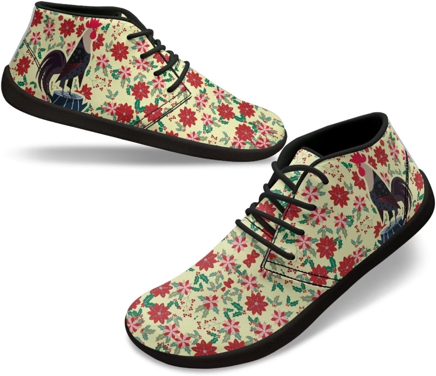 Кроссовки Rooster Athletic, туфли-слипоны Hummingbird, плоские туфли, широкие обувь босоножки для мужчин и женщин, с нулевым перепадом подошвы, легкие тренировочные кроссовки Chririnla, Floral Cartoon Rooster — фото 3