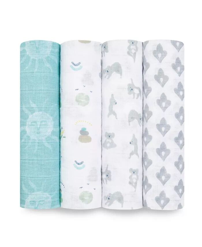 

Пеленальные одеяла с принтами для мальчиков и девочек, упаковка из 4 шт Aden By Aden + Anais, синий
