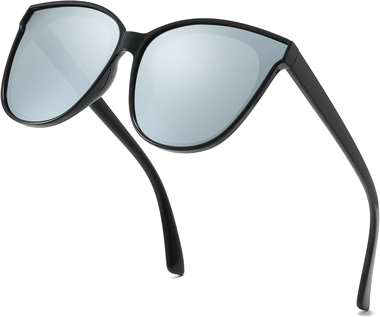 

Солнцезащитные очки HASFOX «Кошачий глаз» для женщин | Поляризованные очки с защитой от УФ-излучения для вождения | Легкий, увеличенный размер | Жесткий футляр, A04 Black Frame / Silver Mirrored Lens