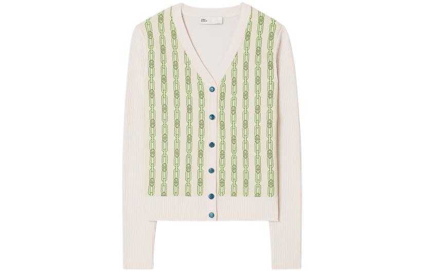 

Трикотажная женская одежда с V-образным вырезом, средней толщины, другие варианты Tory Burch, new айвори белый