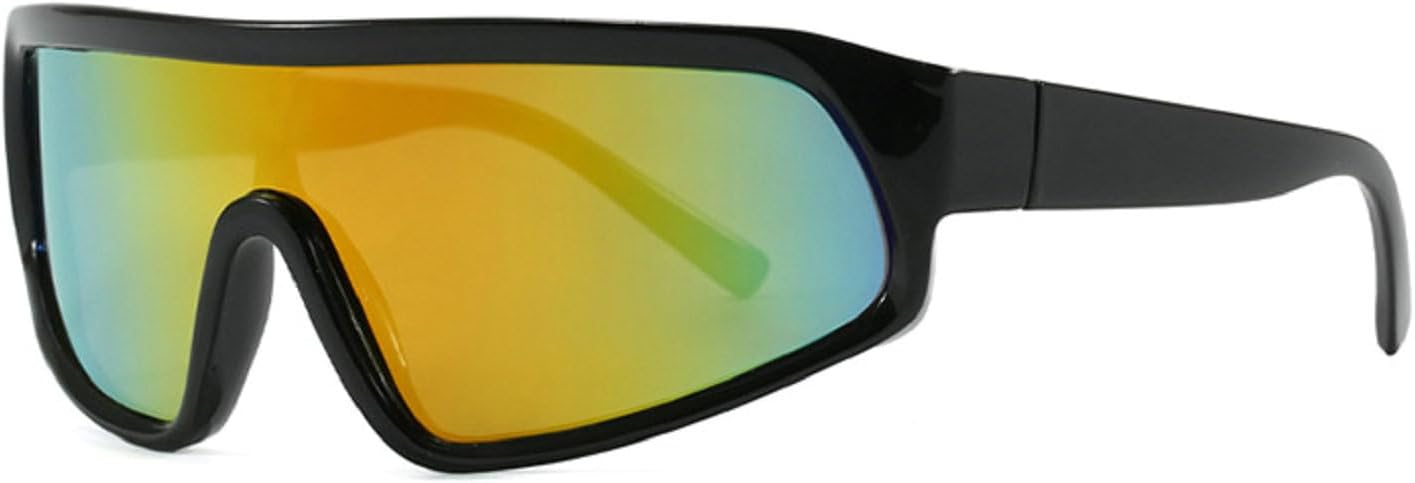 

Солнцезащитные очки-маска с обтекаемой формой для мужчин и женщин, модель 2025, роскошные цельные квадратные солнцезащитные очки, модные спортивные очки mincl, Black Red