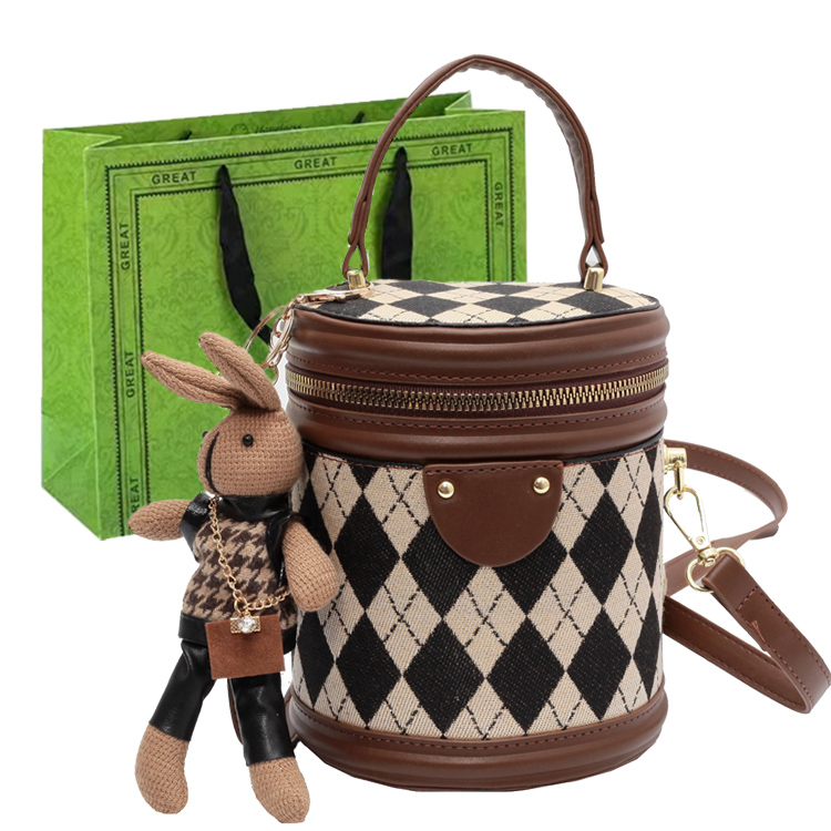 

RUIPAI Женская кожаная сумка через плечо, Light Brown+Pendant