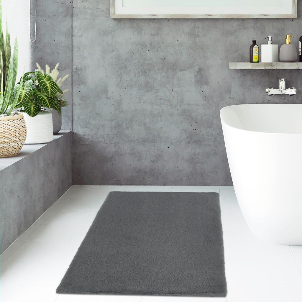 

Коврик для ванной комнаты с высоким ворсом. Приятный, мягкий, моющийся коврик для ванной. Цвет: темно-серый. Размеры: 50 x 90 см payé