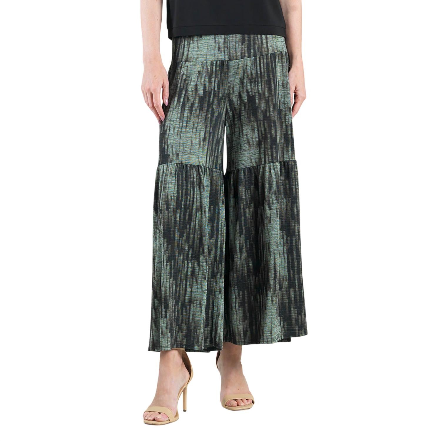 

Трикотажные брюки со складками и гофре в оливковом/черном цвете CLARA SUNWOO