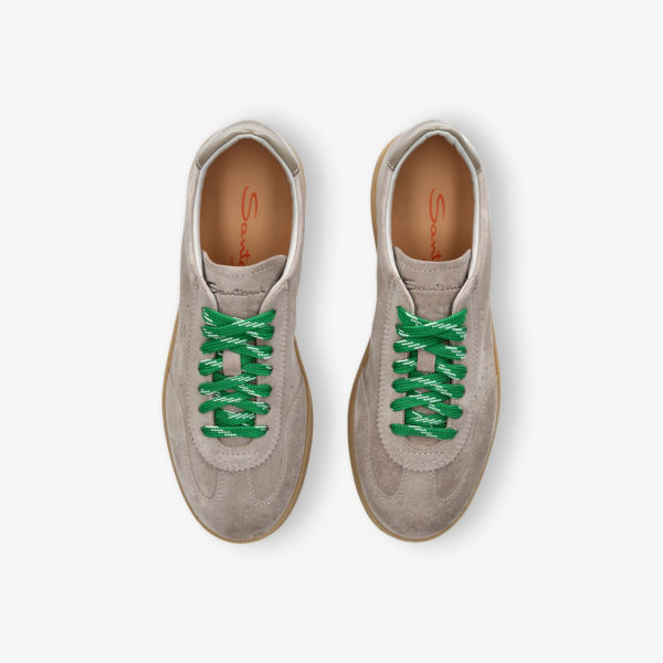 Кроссовки Santoni Oly Pulse из замши с тисненым логотипом, серый — фото 2