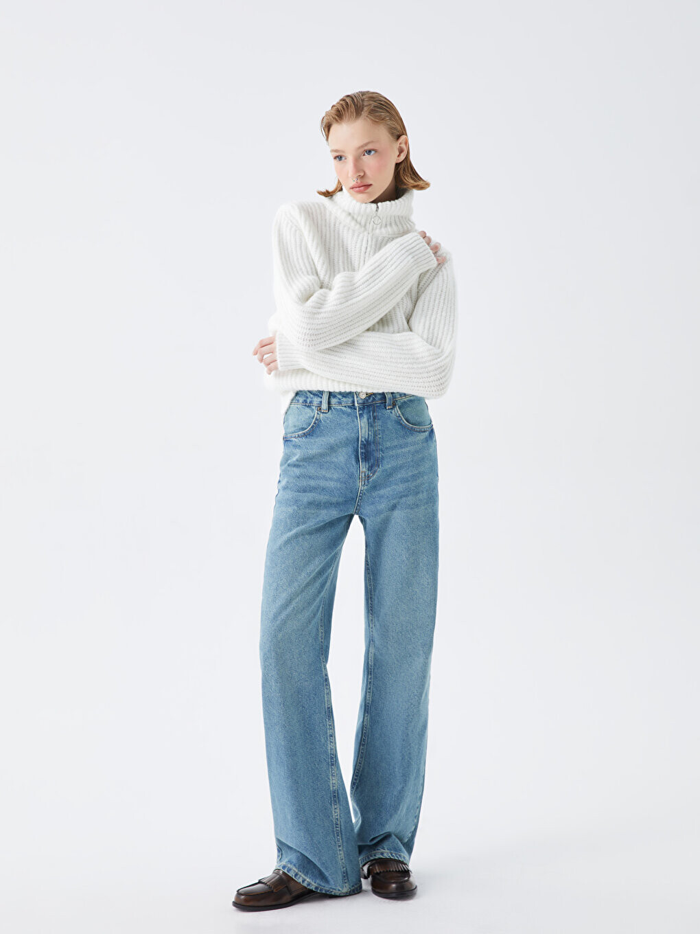 

Широкие женские джинсовые брюки LCW Casual