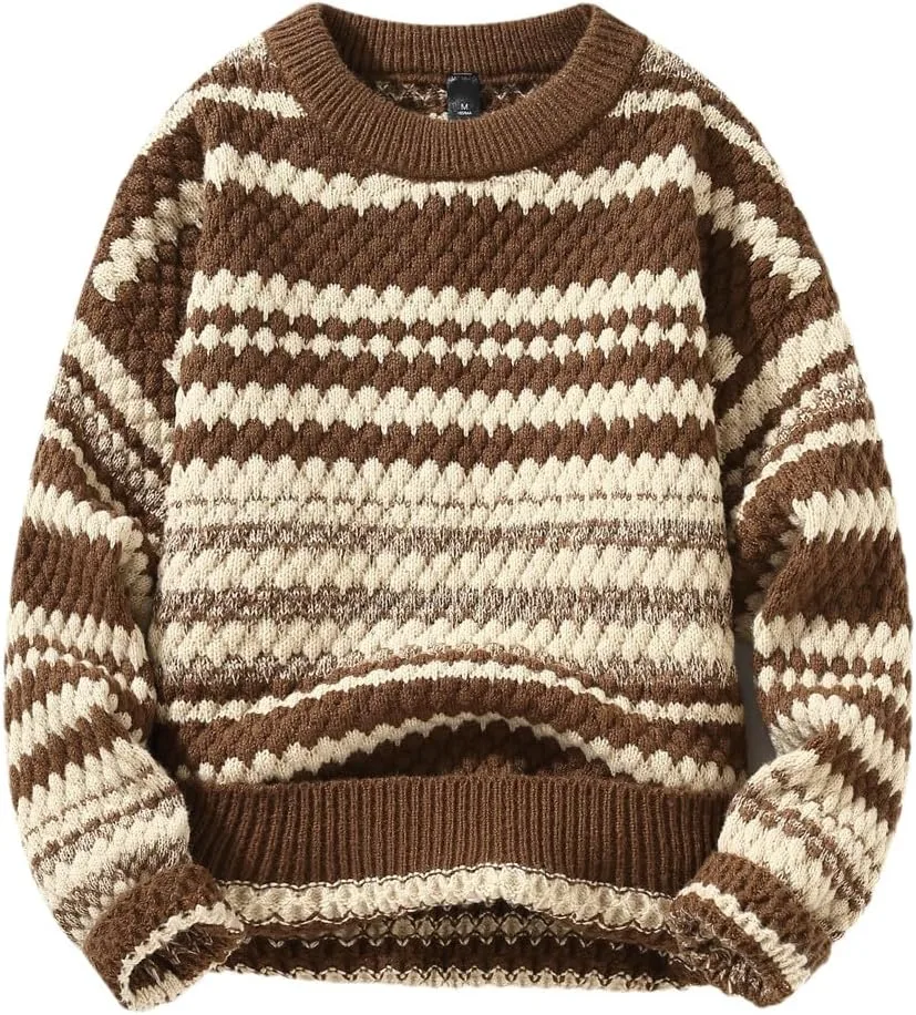 

Мужской свитер в полоску, Casual Loose Dninmim