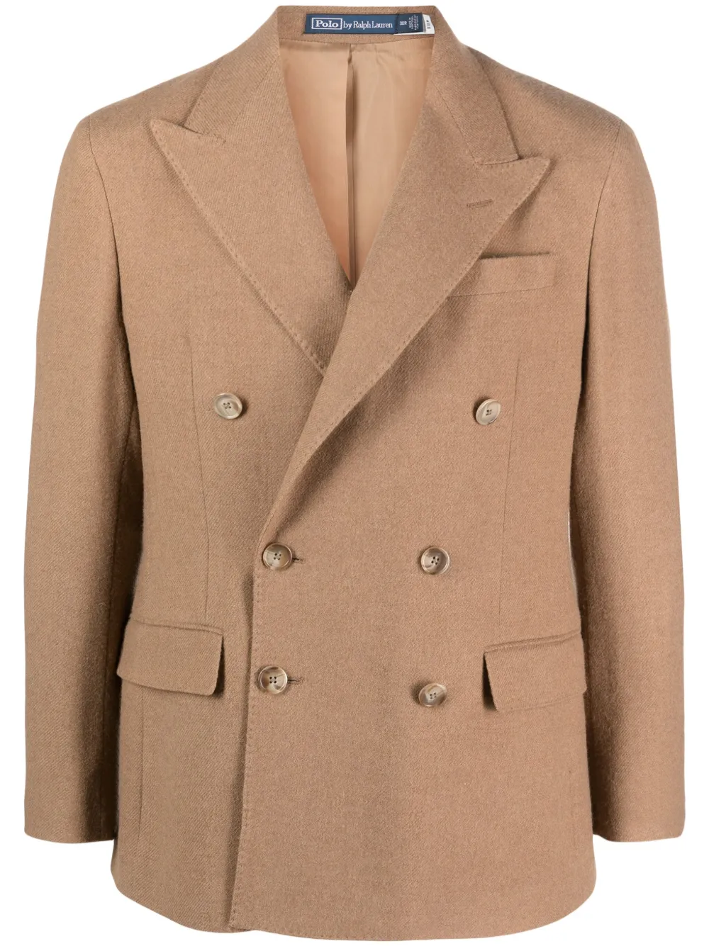 

Двубортный пиджак с нашивкой-логотипом POLO RALPH LAUREN, коричневый