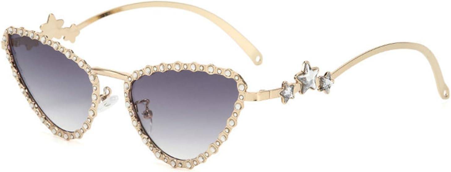 

Willochra Роскошные солнцезащитные очки «кошачий глаз» с бриллиантами, модные, блестящие, сексуальные, для вечеринок, в металлической оправе, защита от ультрафиолета UV400, C4