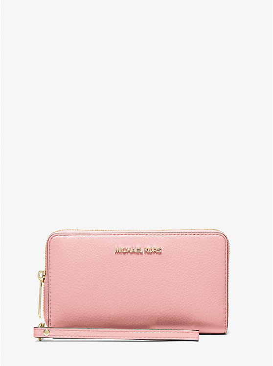 

Большой кожаный клатч на запястье для смартфона из зернистой кожи Michael Kors, розовый