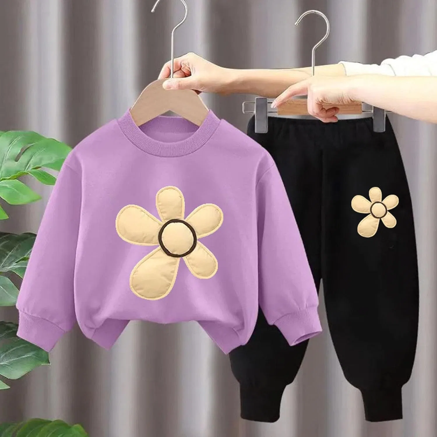Детский спортивный костюм с флоральным принтом, 2 предмета, W-24 Purple Boy Girl — фото 2