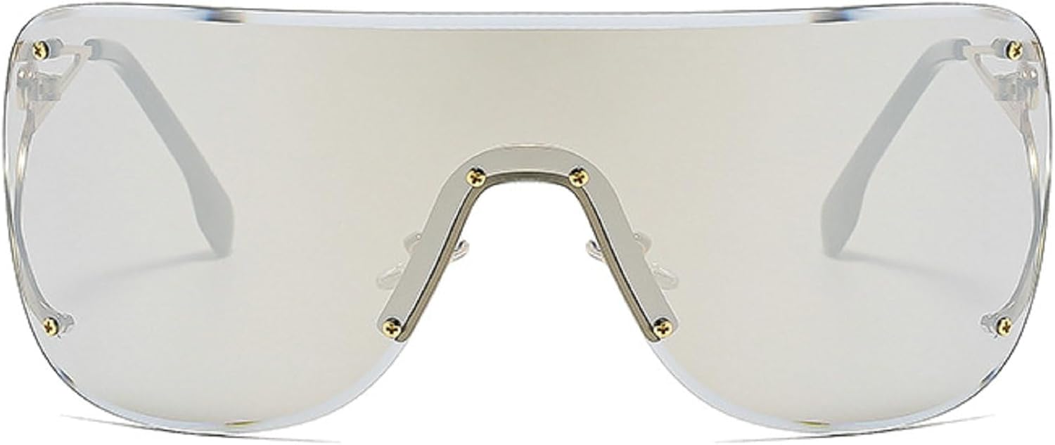 

Модные женские солнцезащитные очки-пилот без оправы большого размера 2025 года, с градиентным переходом цвета и обтекаемой формой, защита от УФ-излучения UV400 mincl, Silver