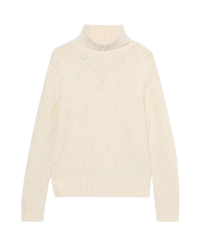 

Свитер с высоким воротником из овечьей шерсти Brooks Brothers, белый