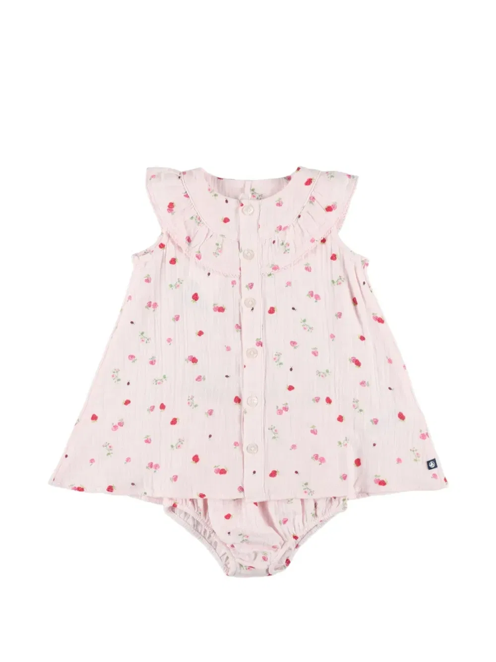 Платье-рубашка с оборками и принтом Petit Bateau, розовый