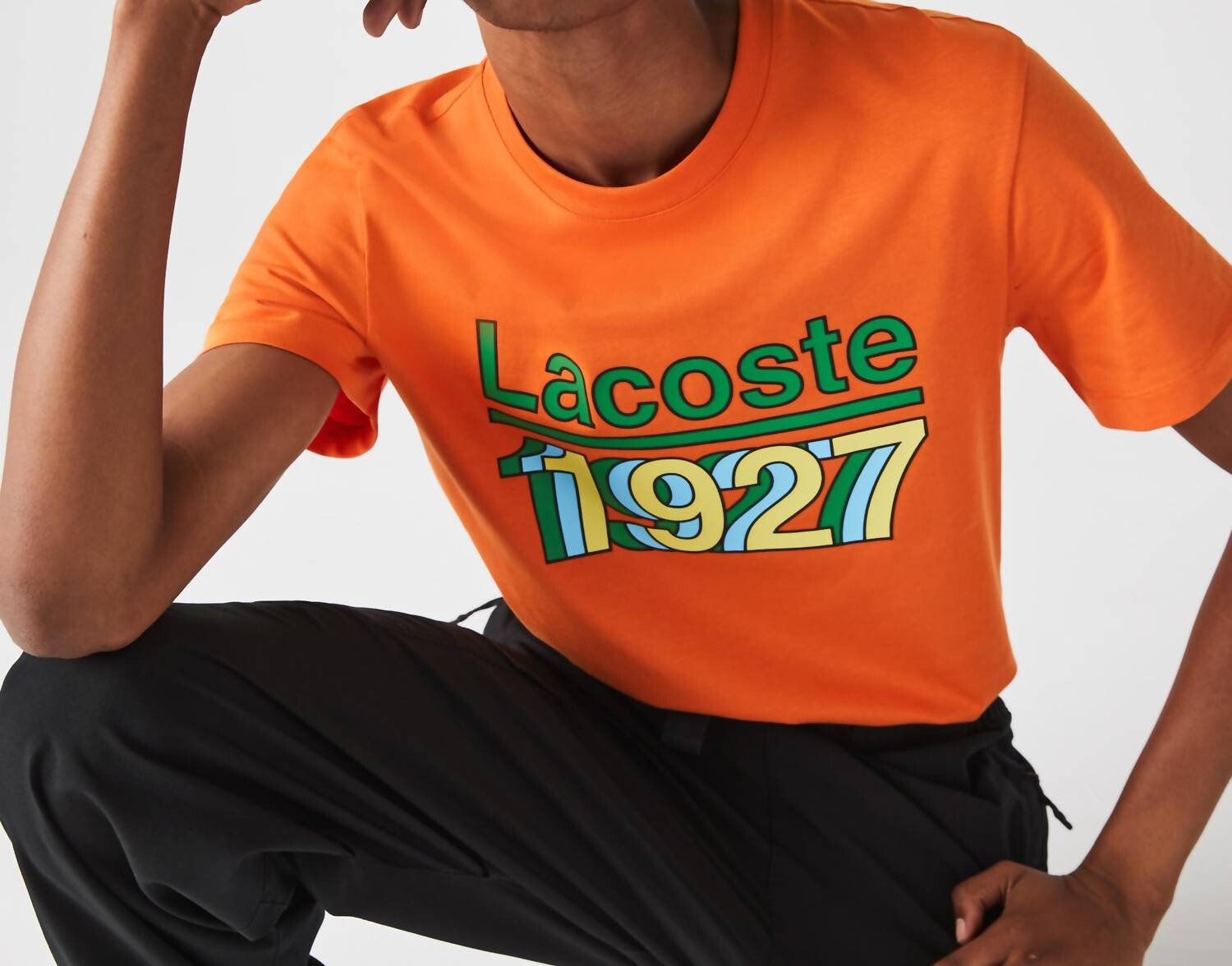 Оранжевая мужская футболка с черепахой Lacoste, оранжевый — фото 3