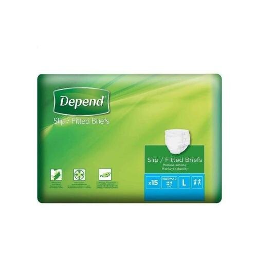 

Подгузники для взрослых, 15 шт. Depend, Slip Normal L