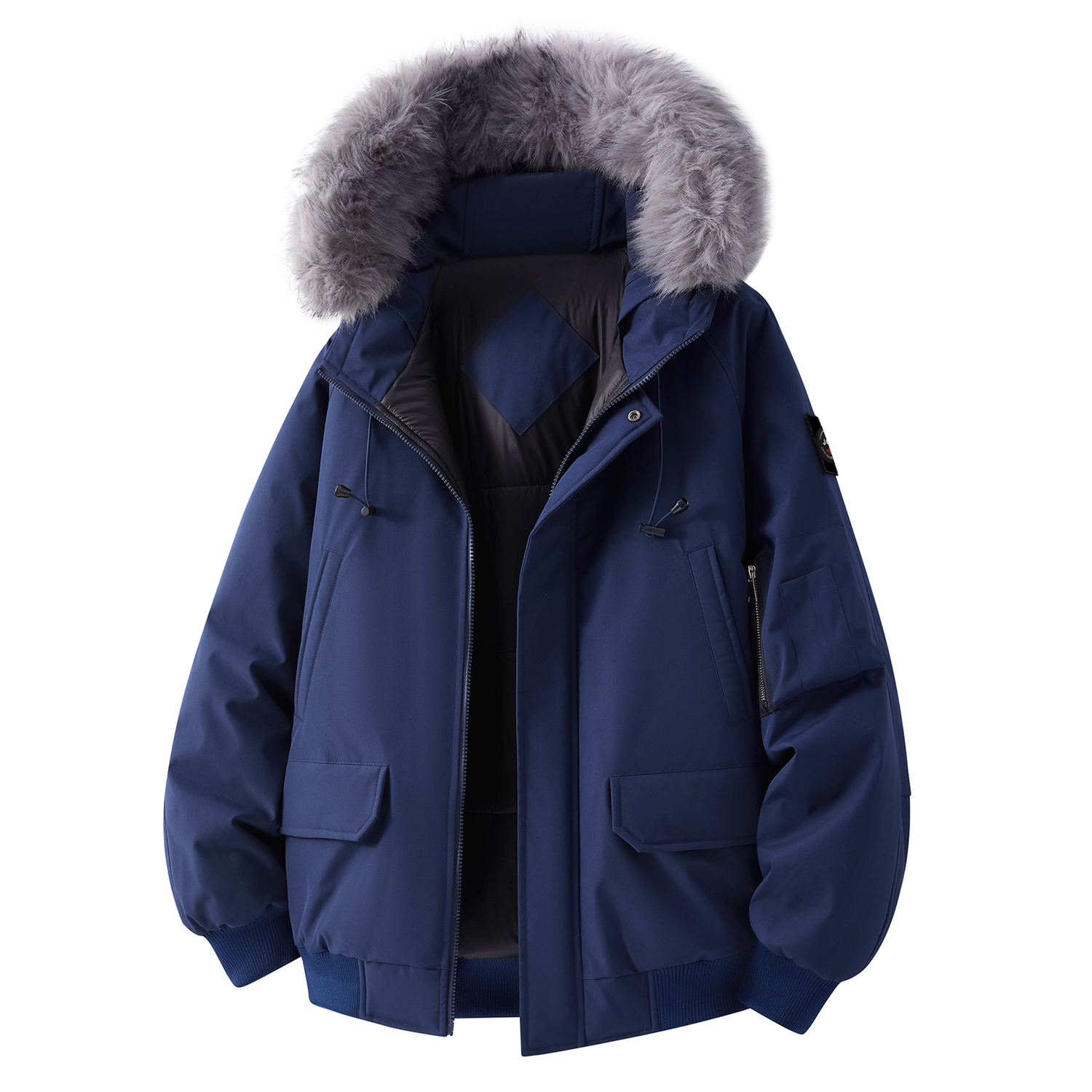 

Пуховик Unisex Hooded Thickened Jeep, темно-синий