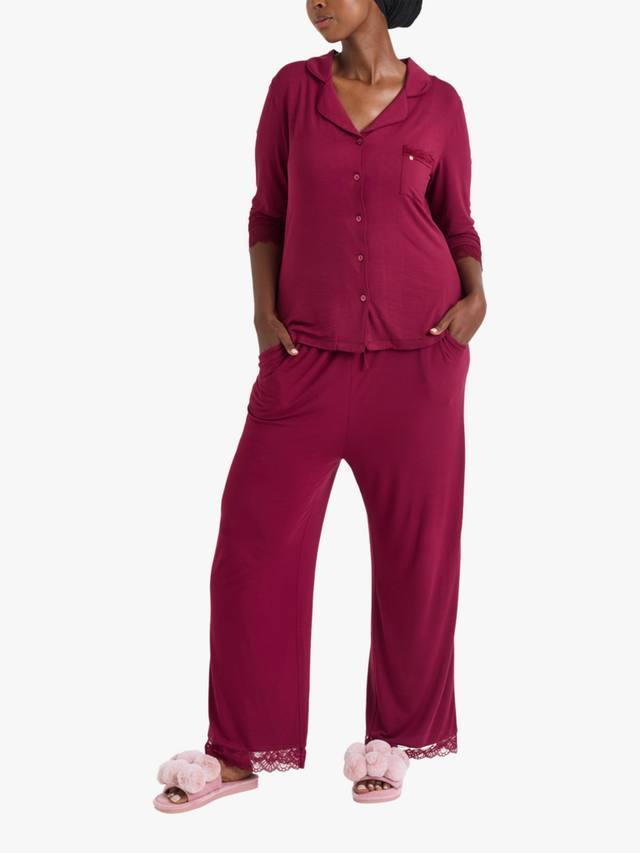 

Комплект пижамы из бамбука с кружевной отделкой Pretty You London, Bordeaux