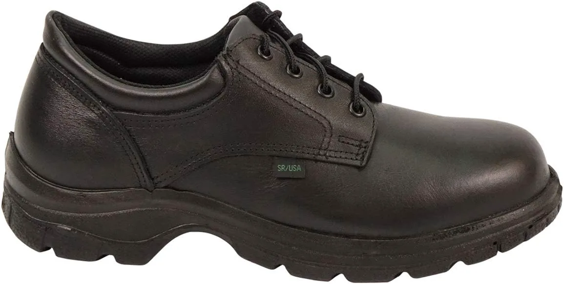 Мужские рабочие туфли Thorogood Soft Streets Plain Toe Oxford - премиальная черная кожа с удобной стелькой и противоскользящей подошвой; соответствует требованиям Berry и сертифицированы для почтовой доставки, черный — фото 2