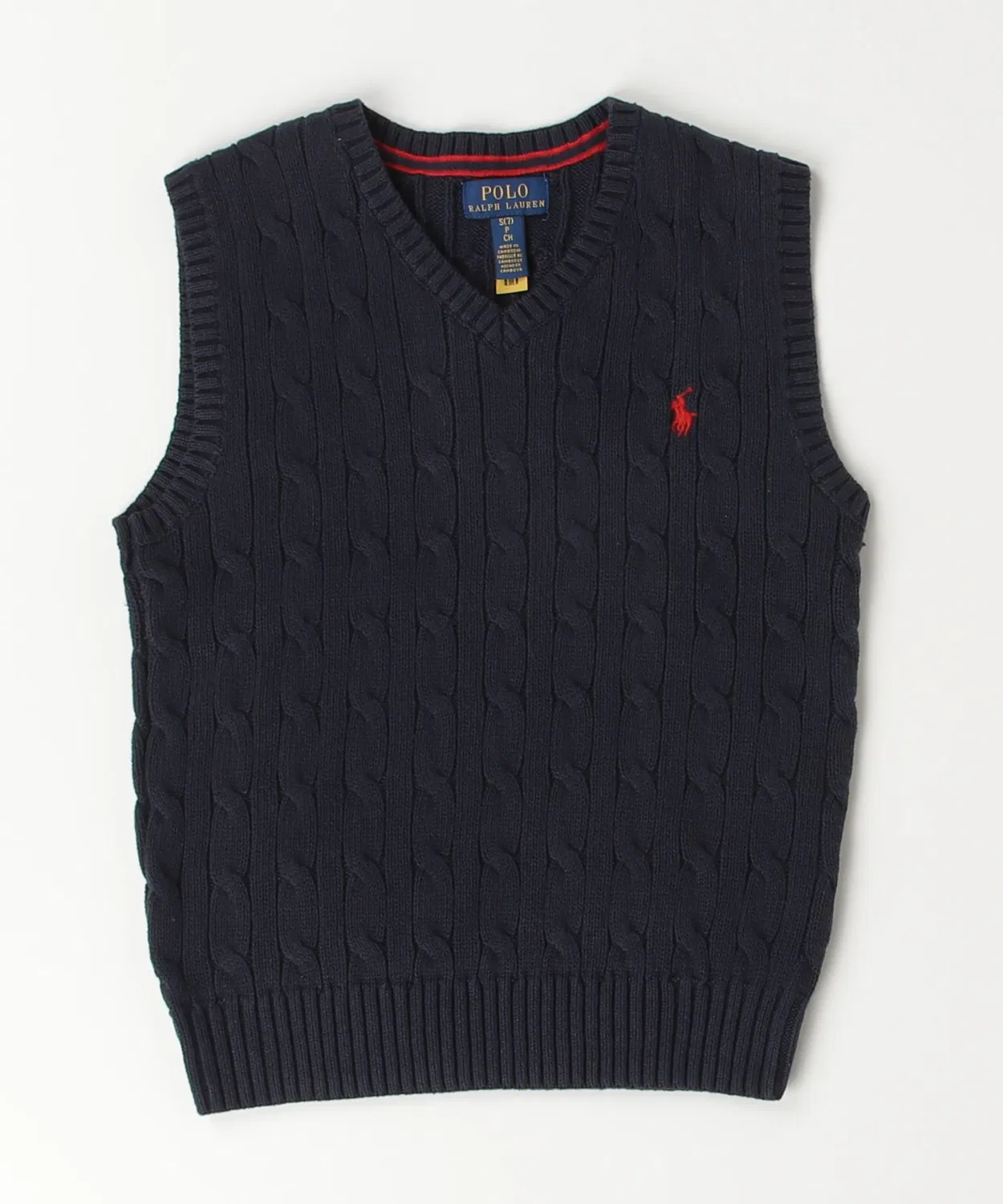 Детский вязаный жилет из хлопка Polo Ralph Lauren, темно-синий — фото 3