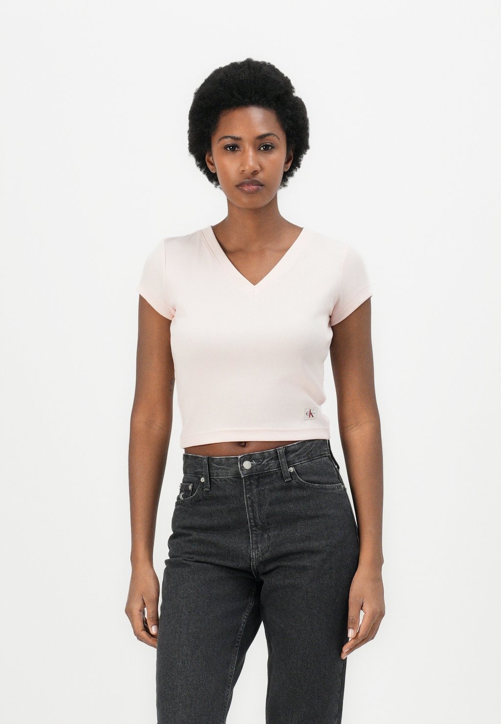 

Базовая футболка WOVEN LABEL V NECK TEE Calvin Klein Jeans, розовый